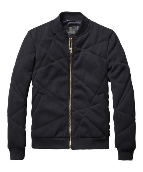 Scotch & Soda Bomber Jacket In Quilted Knit