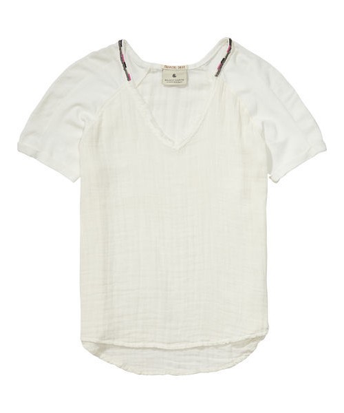 Maison Scotch Woven Beachy Top with Jersey