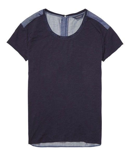 Maison Scotch S/S Jersey Tee with woven back