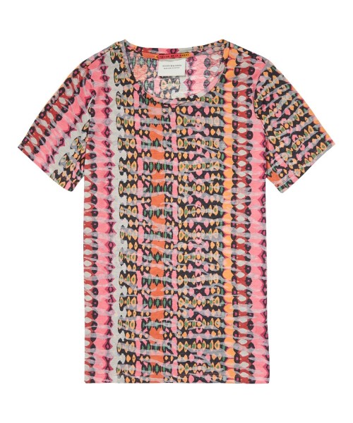 Maison Scotch Straight fit printed tee with