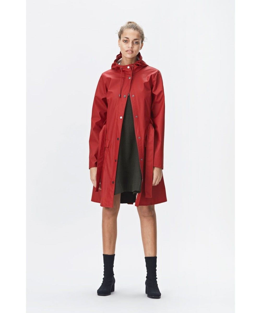 Rains Curve Jacket Scarlet