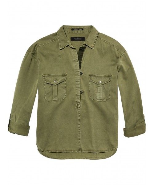 Maison Scotch Garment dyed top with army