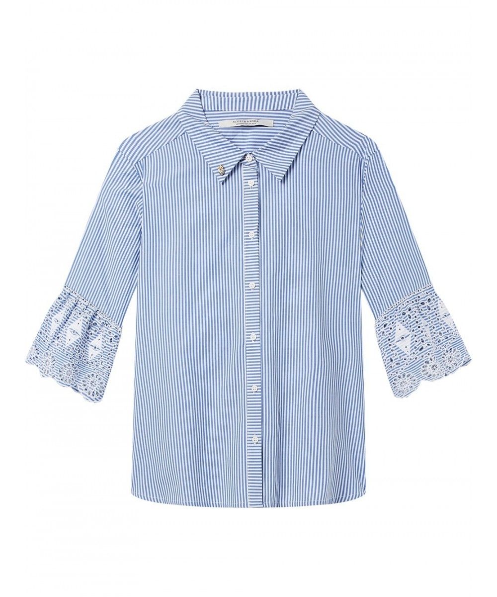 Maison Scotch Shit with embroidered sleeve