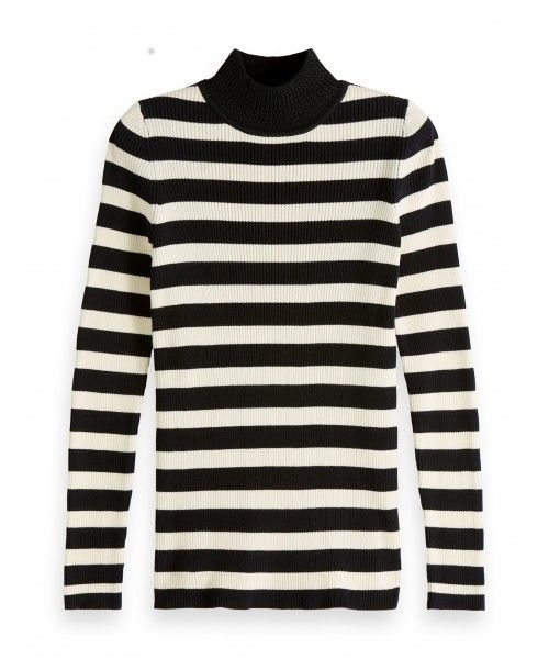 Maison Scotch Fitted rib knit with high neck