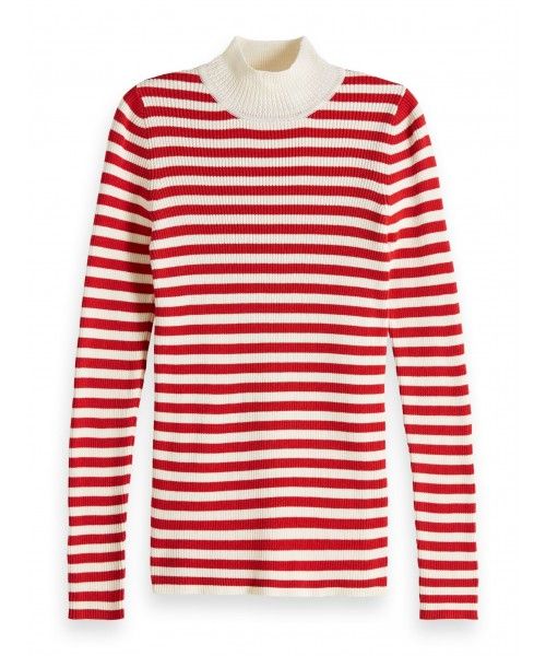 Maison Scotch Fitted rib knit with high neck