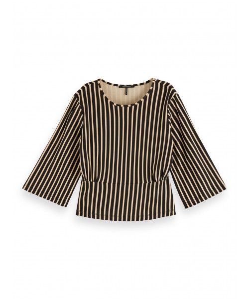 Maison Scotch Striped printed tee with wider