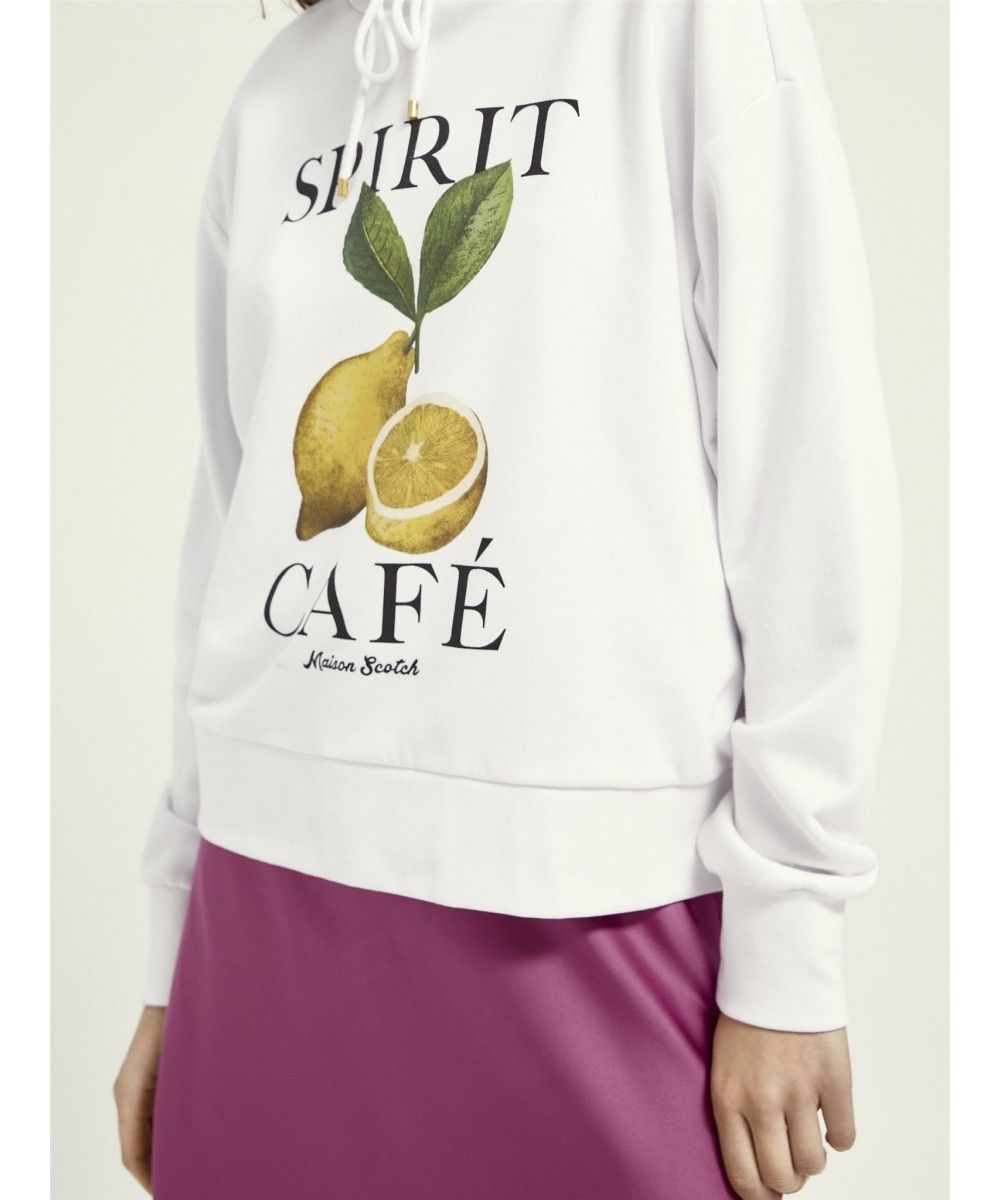 Maison Scotch Loose fit hoody with photoprnt