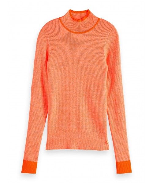 Maison Scotch Fitted long sleeve knit in rib