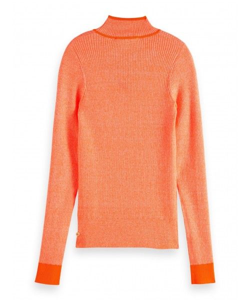 Maison Scotch Fitted long sleeve knit in rib